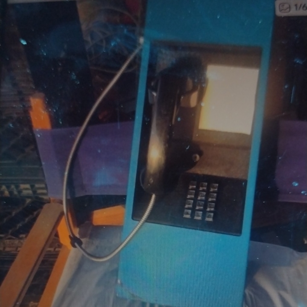 Retro Payphone-Style Wall Phone in Turquoise and Black